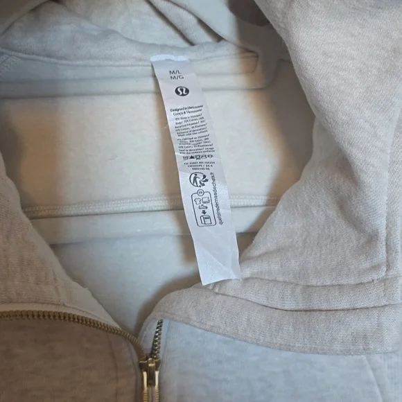 Lululemon Scuba Oversized Half-Zip Hoodie Size M/L in Cream Heathered Bone/Gold - Picture 4 of 5